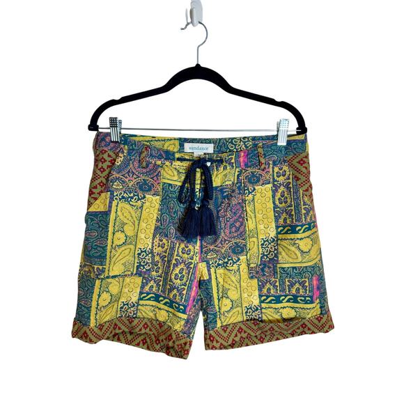 Sundance Kalini Cotton And Linen Blend Boho Paisley Print Shorts Small - Picture 2 of 6